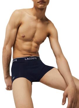Pack 3 Slip Lacoste Boxer Bleu Marine Homme