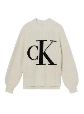 Pull Calvin Klein Ranglan Beige pour Femme