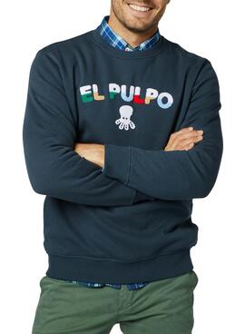 Sweat El Pulpo Letras Towel Fifty Bleu Marine Homme