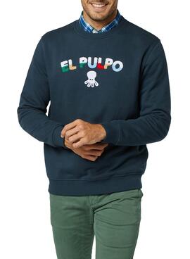 Sweat El Pulpo Letras Towel Fifty Bleu Marine Homme