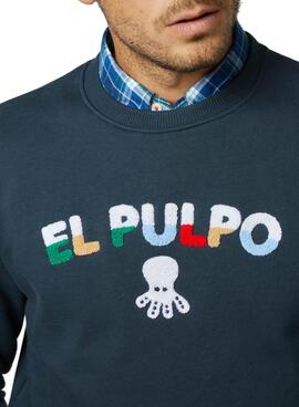 Sweat El Pulpo Letras Towel Fifty Bleu Marine Homme