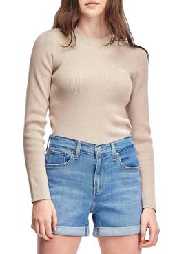 Sweat Levis Crew Beige Côtelé pour Femme