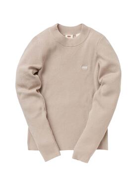 Sweat Levis Crew Beige Côtelé pour Femme