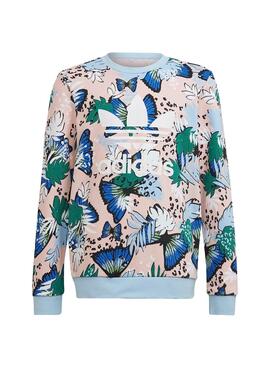 Sweat Adidas Crew Imprimé Fleur pour Fille