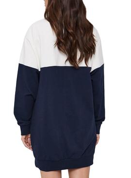 Robe Pepe Jeans Blanche Knitted Bleu Marine pour Femme