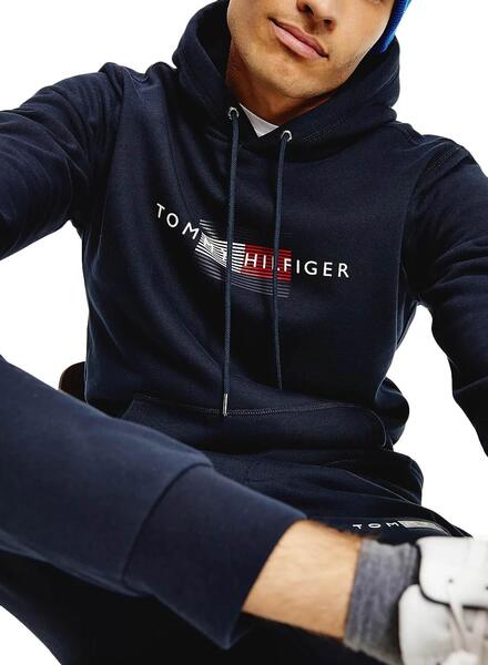 Sweat Tommy Hilfiger Lines Bleu Marine pour Homme