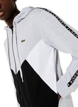 Sweat Lacoste Gris Fermeture éclair Capuche Homme