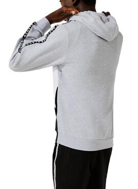 Sweat Lacoste Gris Fermeture éclair Capuche Homme