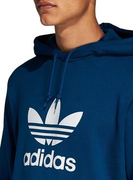 Sweat Adidas Trefoil Hoodie Bleu Homme Leyend