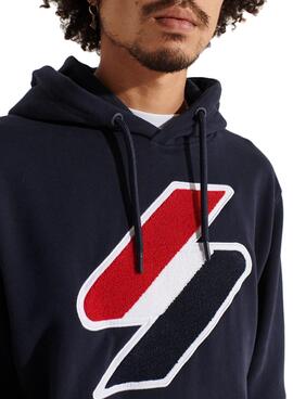 Sweat Superdry Code Logo Bleu Marine Pour Homme
