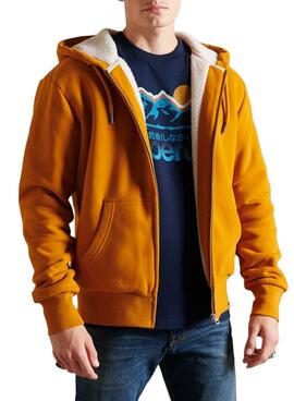 Sweat Superdry Borg Lined Moutarde pour Homme