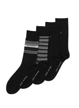 Pack 4 Chaussettes Coffret Tommy Hilfiger Noire