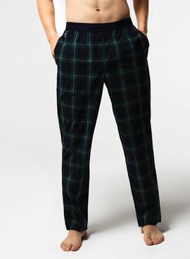 Pantalon Pijama Lacoste Cadres Bleu Marine pour Homme