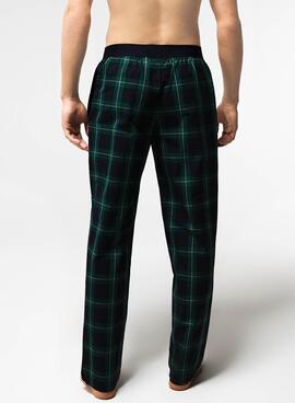 Pantalon Pijama Lacoste Cadres Bleu Marine pour Homme