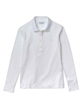 Polo Lacoste Slim Fit Longue Blanc pour Femme