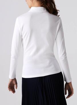 Polo Lacoste Slim Fit Longue Blanc pour Femme