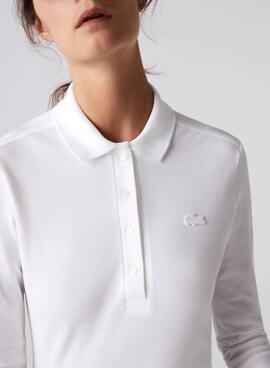Polo Lacoste Slim Fit Longue Blanc pour Femme