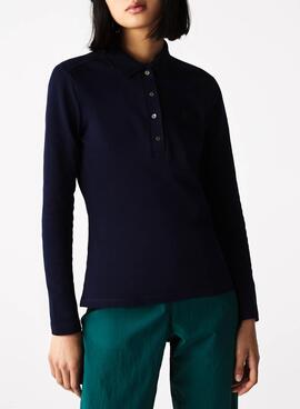 Polo Lacoste Slim Fit Longue Bleu Marine pour Femme