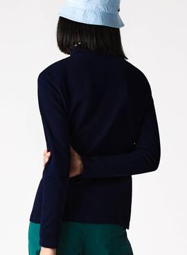 Polo Lacoste Slim Fit Longue Bleu Marine pour Femme