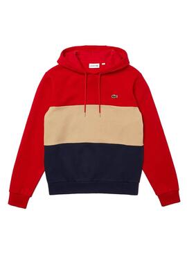 Sweat Lacoste Capuche Felpa Block Rouge Homme