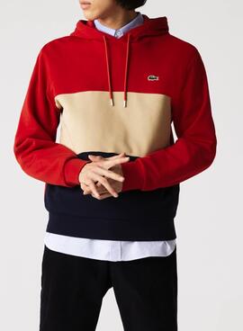 Sweat Lacoste Capuche Felpa Block Rouge Homme