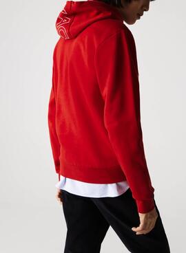 Sweat Lacoste Capuche Felpa Block Rouge Homme