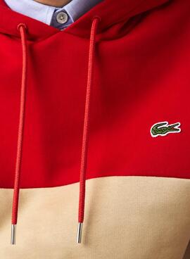 Sweat Lacoste Capuche Felpa Block Rouge Homme