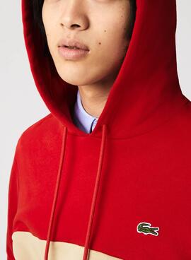 Sweat Lacoste Capuche Felpa Block Rouge Homme