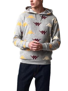 Sweat Kappa Fancy Logos Gris pour Homme