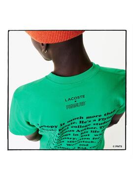 T-Shirt Lacoste Peanuts Vert Snoopy pour Homme