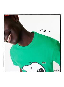 T-Shirt Lacoste Peanuts Vert Snoopy pour Homme
