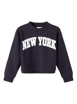 Sweat Name It Foka Bleu Marine New York pour Fille