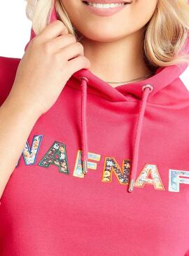 Sweat Naf Naf Peluche Message Rose pour Femme