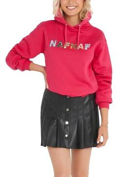 Sweat Naf Naf Peluche Message Rose pour Femme