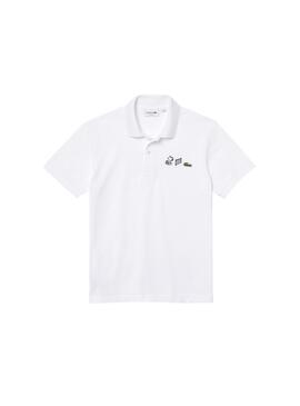 Polo Lacoste Cacahuètes Snoopy Blanc pour Homme