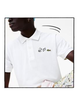 Polo Lacoste Cacahuètes Snoopy Blanc pour Homme