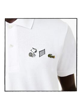 Polo Lacoste Cacahuètes Snoopy Blanc pour Homme