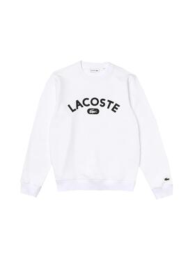 Sweat Lacoste Blanc Logo Blanc pour Homme