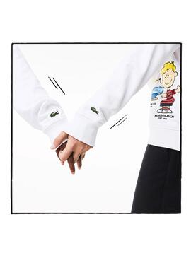 Sweat Lacoste Peanuts Blanc Femme y Homme