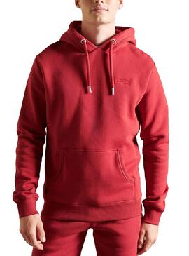Sweat Superdry Capuche Logo Vintage Rouge Homme