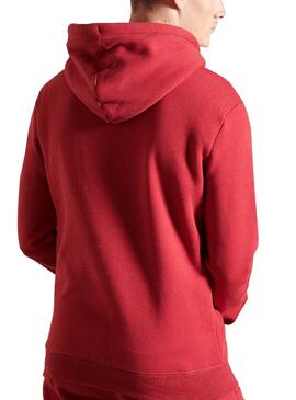 Sweat Superdry Capuche Logo Vintage Rouge Homme