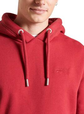 Sweat Superdry Capuche Logo Vintage Rouge Homme