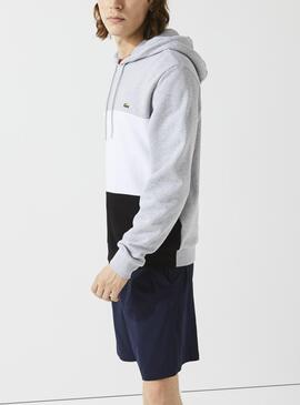 Sweat Lacoste Capuche Sweat Block Gris Homme