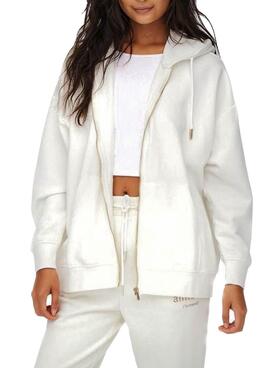 Sweat Only Feel Zip Oversize Beige pour Femme