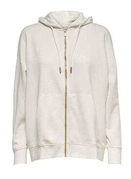 Sweat Only Feel Zip Oversize Beige pour Femme