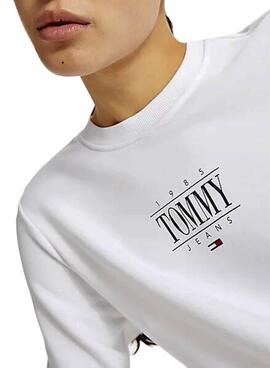 Sweat Tommy Jeans Essential Logo Blanc Femme