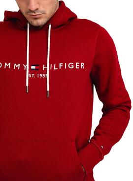 Sweat Tommy Hilfiger Logo Hoody Rouge Homme
