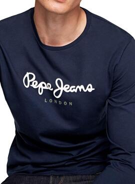 T-Shirt Pepe Jeans Eggo Long Bleu marine pour Homme