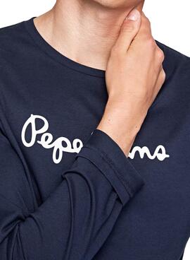 T-Shirt Pepe Jeans Eggo Long Bleu marine pour Homme