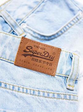 Short Superdry Eliza Light Denim Femme